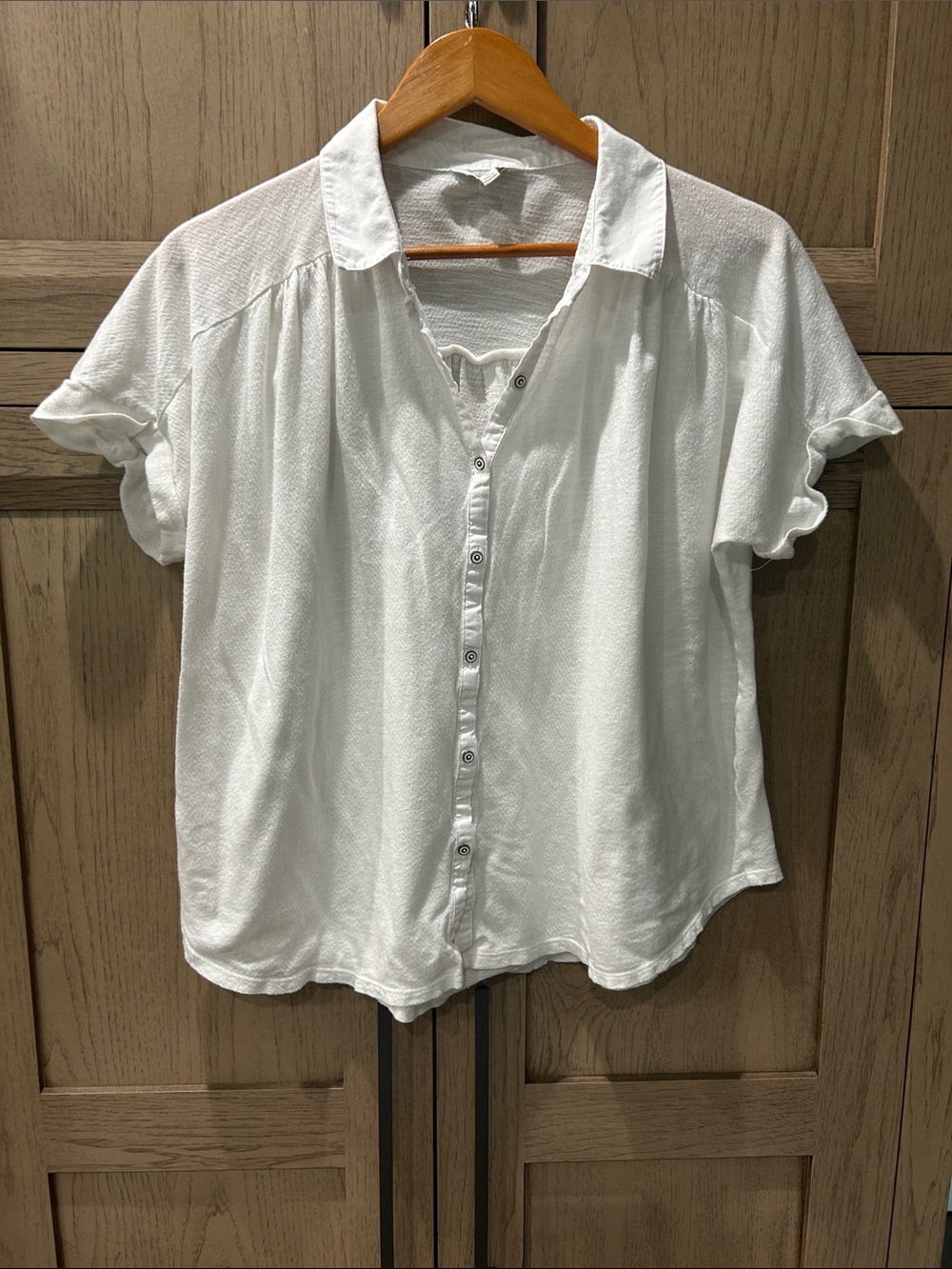 Lucky Brand White Short Sleeve Button-Front Shirt